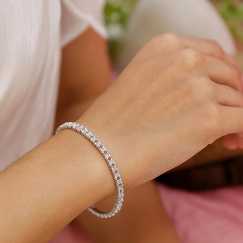 Broad Silver-Plated American Diamond Bangles – Statement Bridal Set