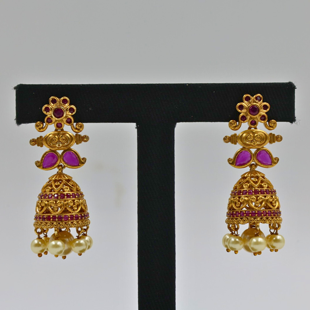 Regal Floral Jhumka Earrings