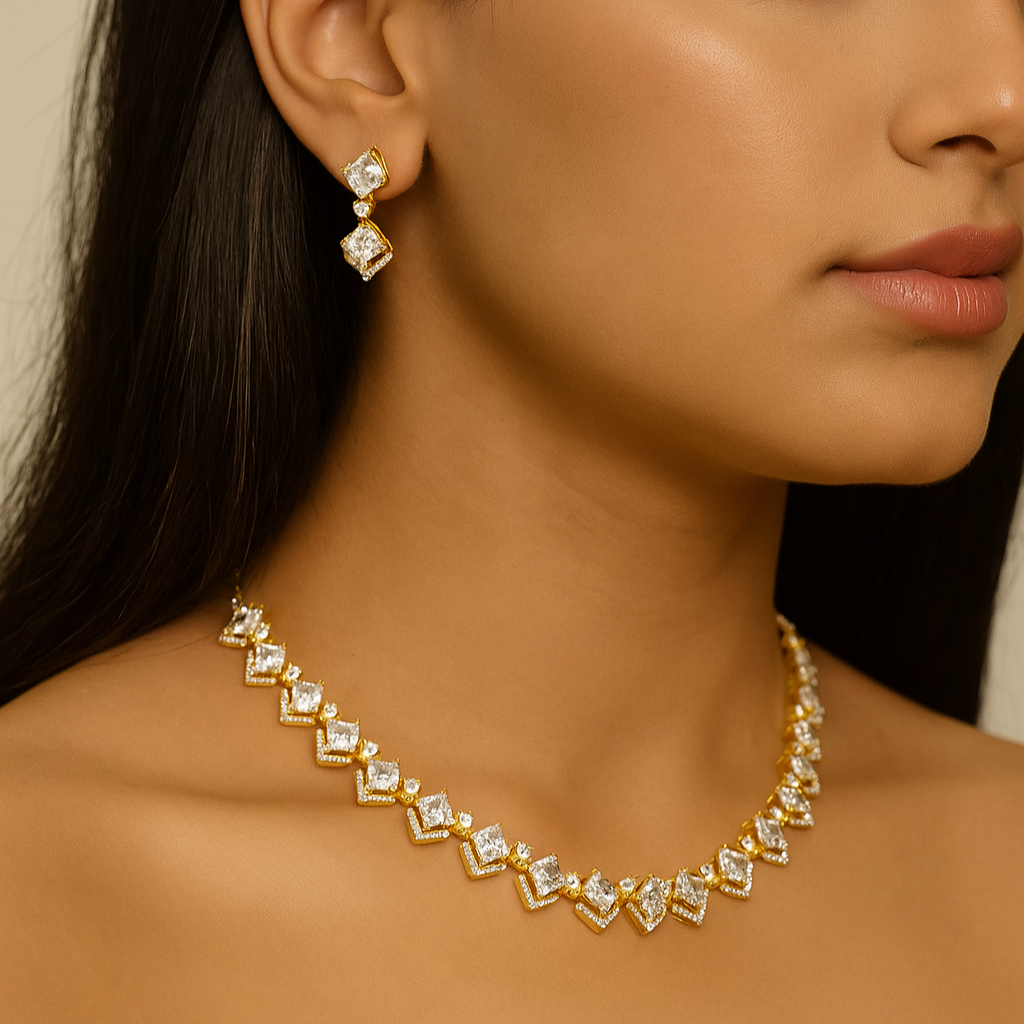 Regal Diamond-Cut Necklace Set