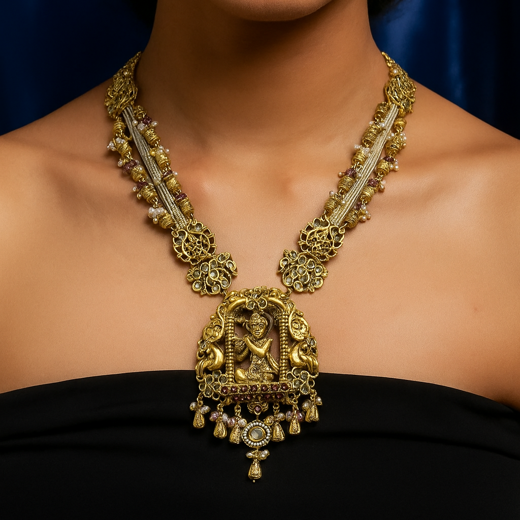 Divine Lakshmi Temple Heritage Necklace Set