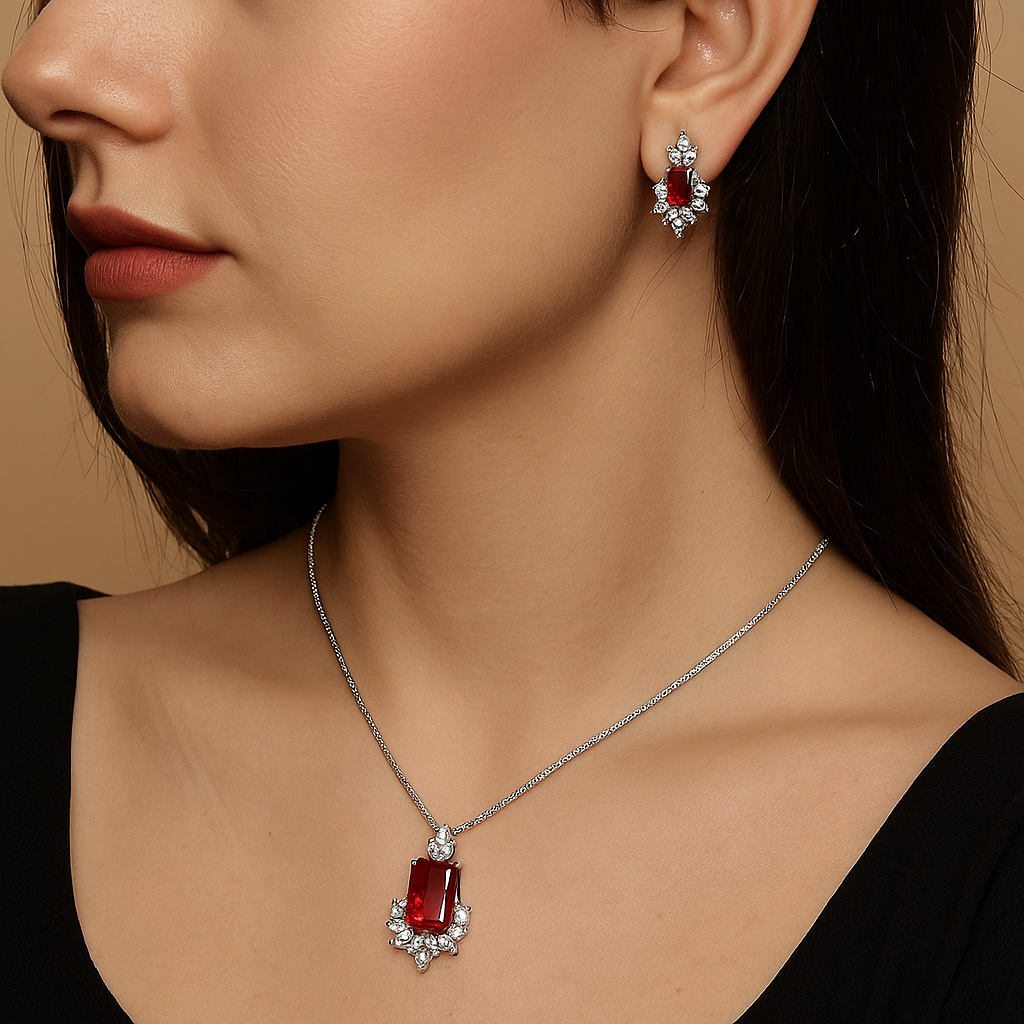 Crimson Elegance Jewelry Set