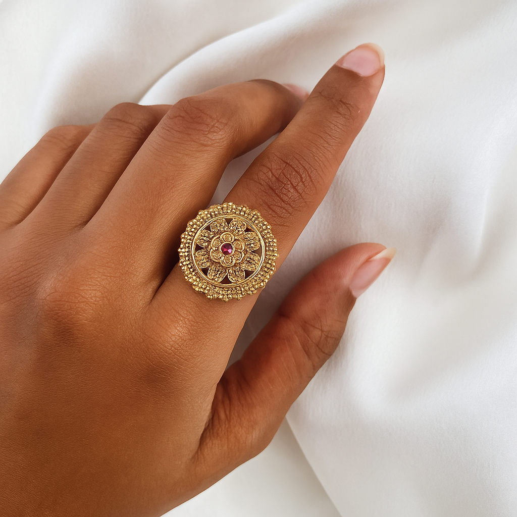 Golden Filigree Bloom Ring