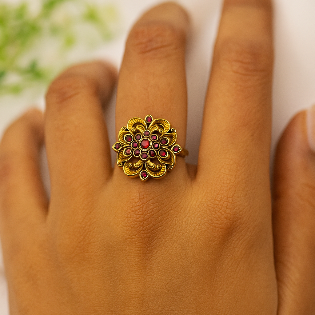 Ruby Lotus Bloom Ring