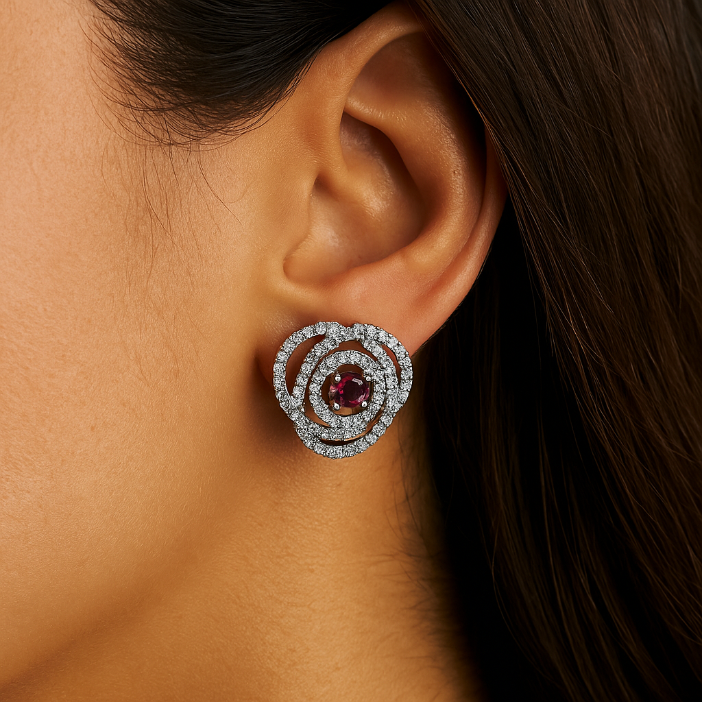 Crystal Rose Halo Earrings