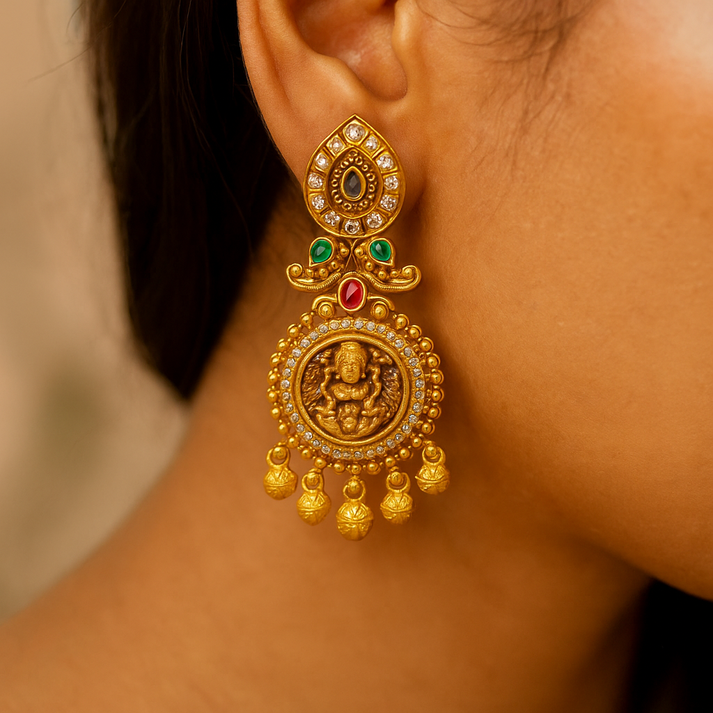 Divine Lakshmi Temple Earrings