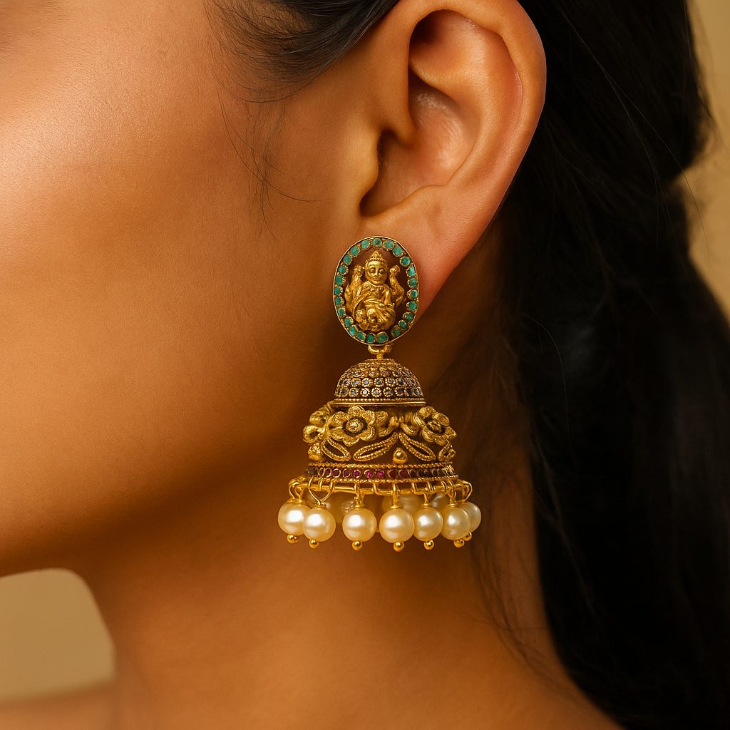 Lakshmi Divine Temple Jhumkas