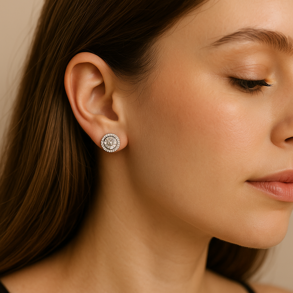 Radiant Halo Stud Earrings