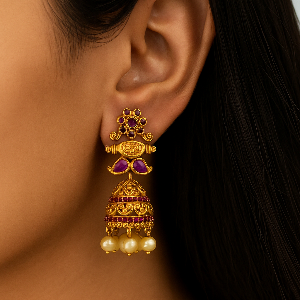 Regal Floral Jhumka Earrings