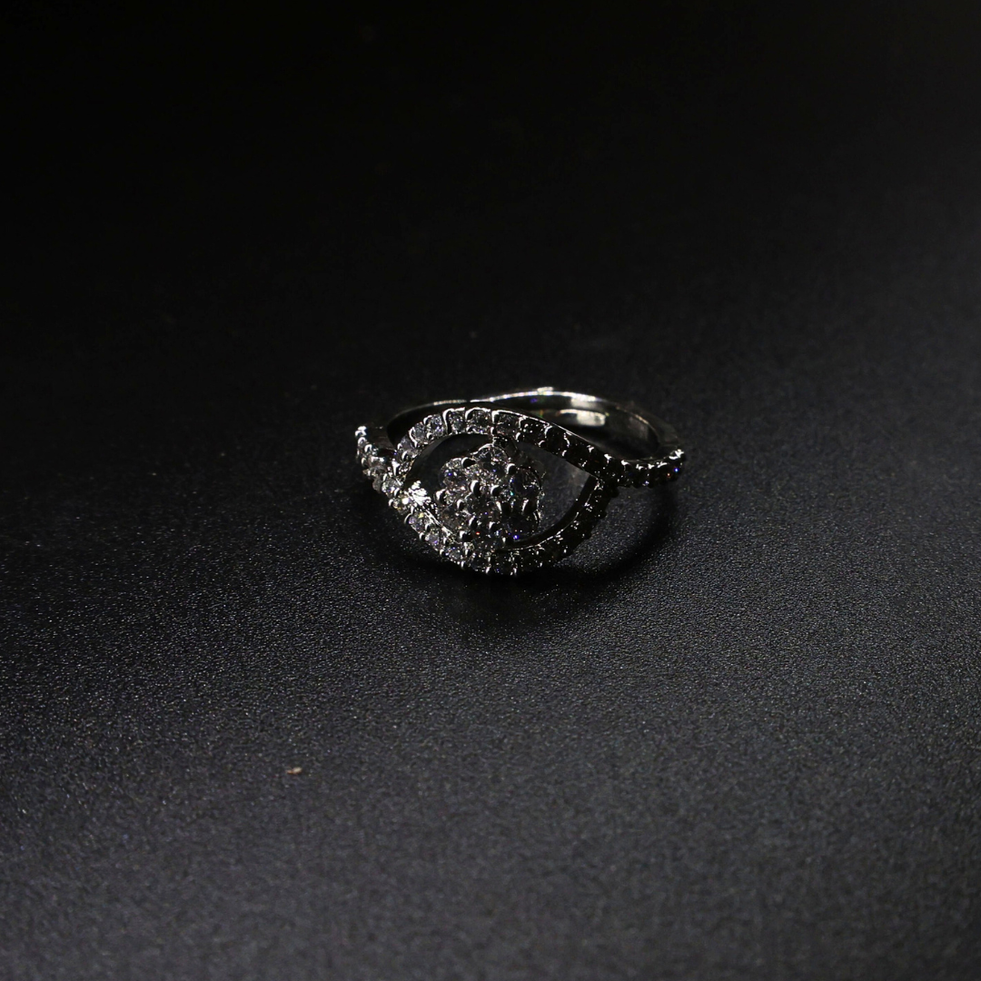 Sparkling Crystalline Petal Ring