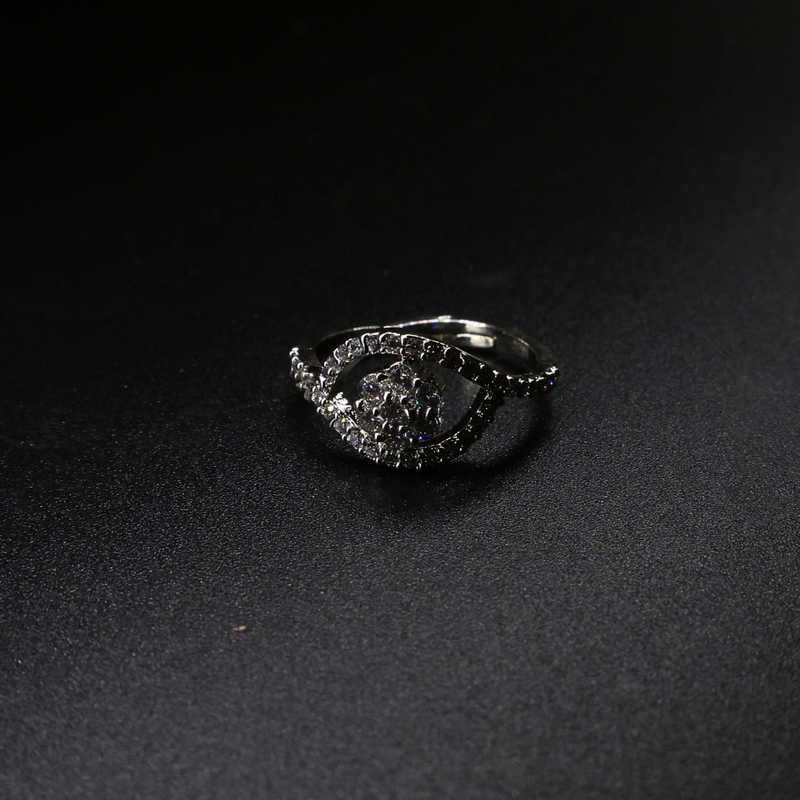 Sparkling Crystalline Petal Ring - 