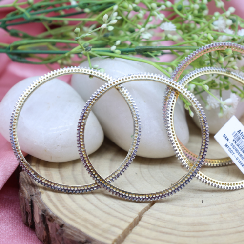 Triple Line AD Bangles | Slim Gold-Plated Partywear Set