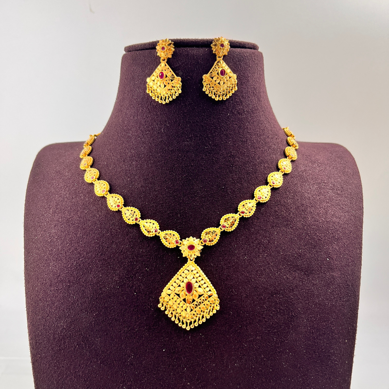 Regal Filigree Gold Necklace Set - traditional necklace, handcrafted jewelry, bridal necklace