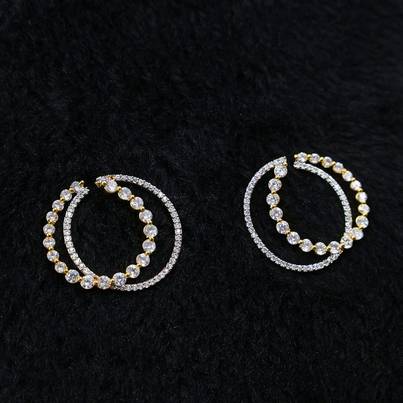 Radiant Dual-Hoop Crystal Earrings - 