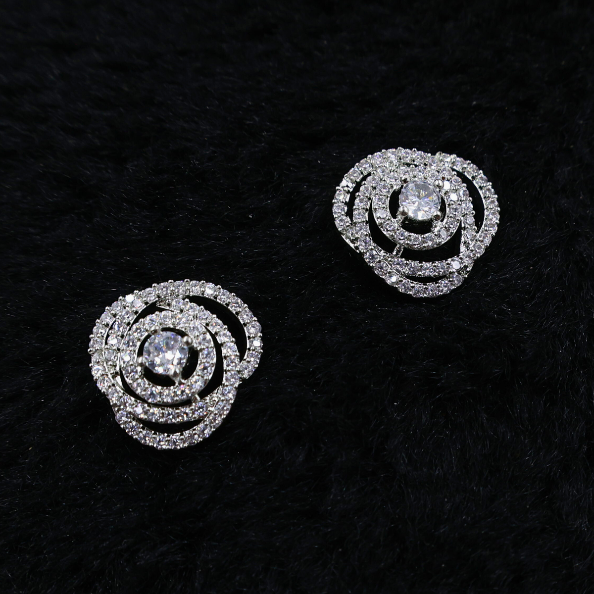 Crystal Rose Halo Earrings