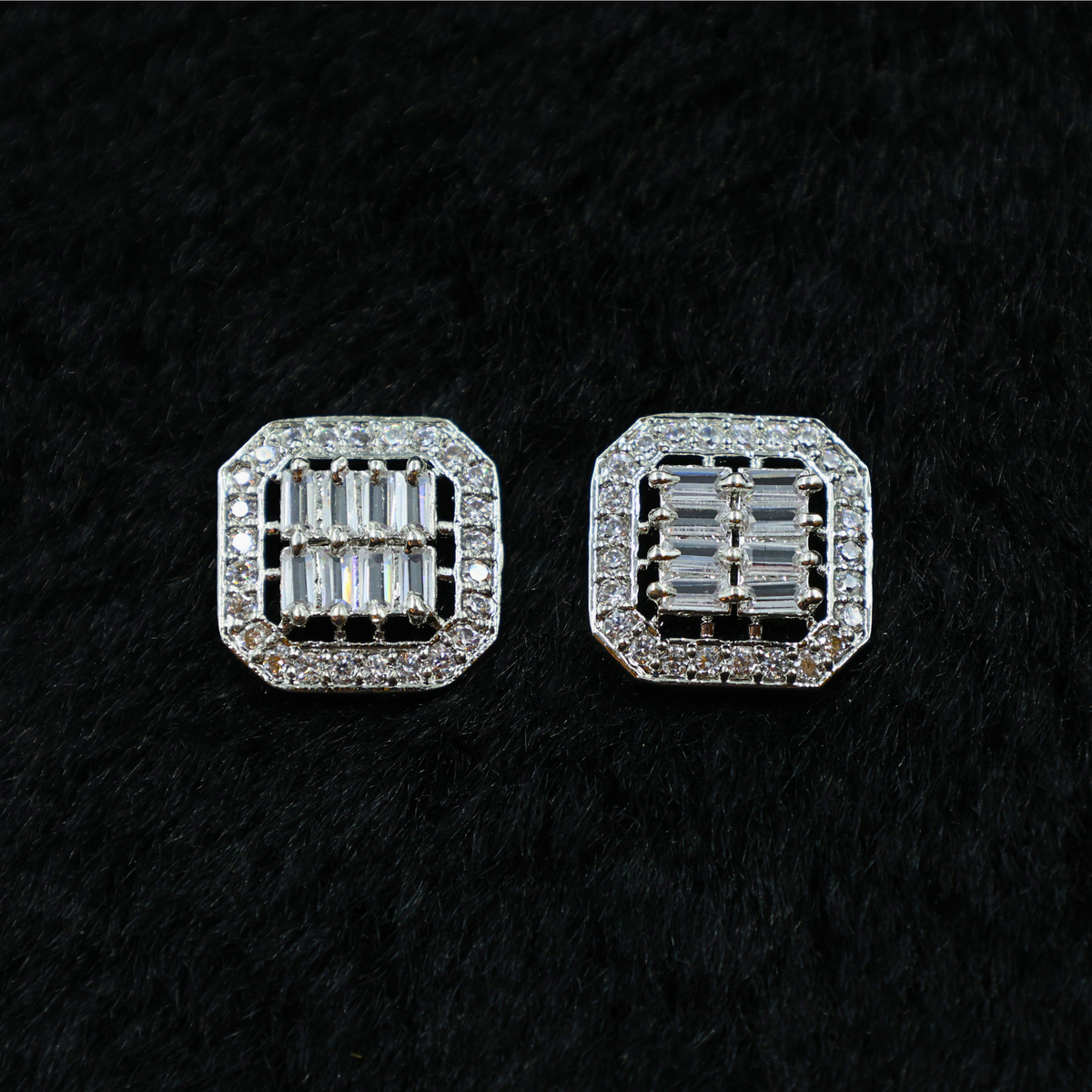 Baguette Elegance Square Stud