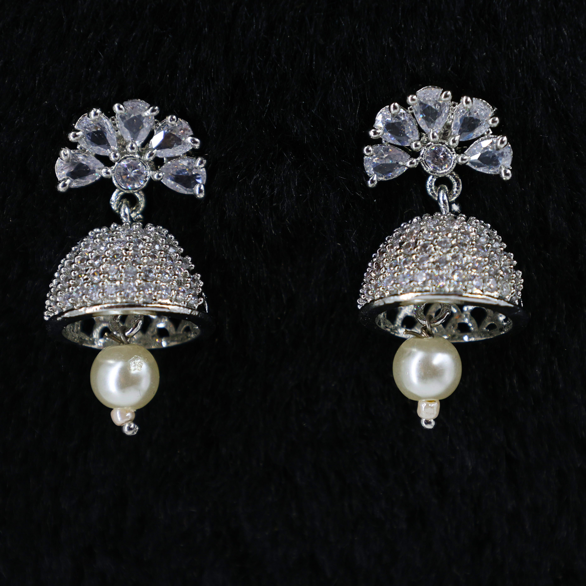 Silver Elegance Jhumki Earrings