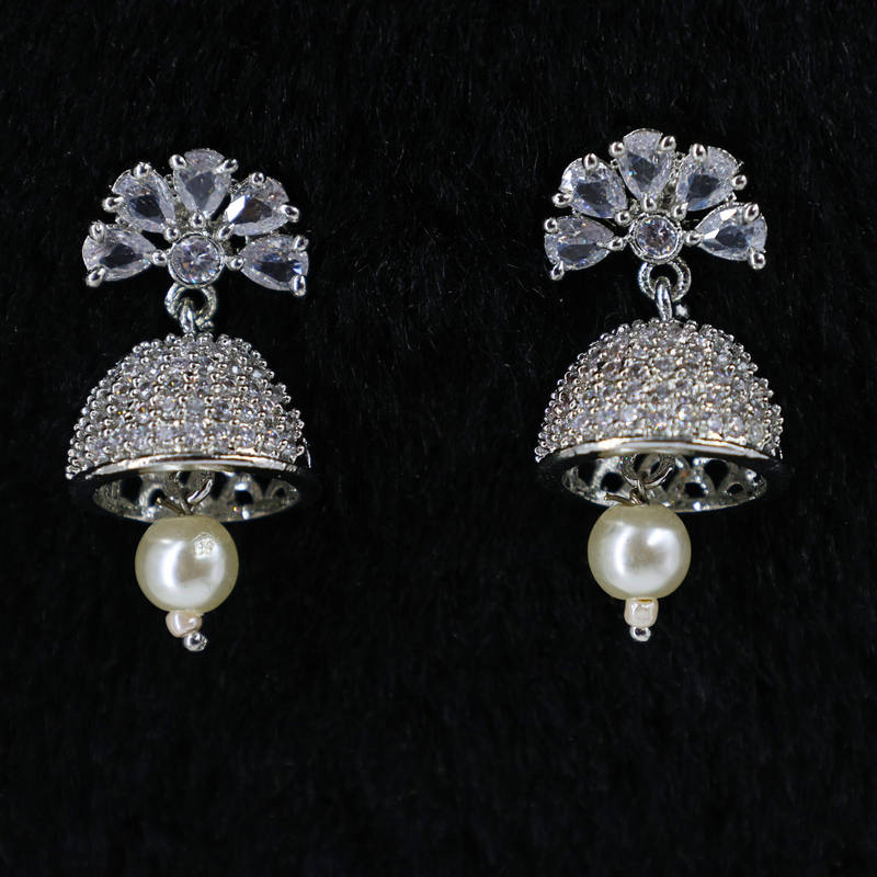 Silver Elegance Jhumki Earrings - 