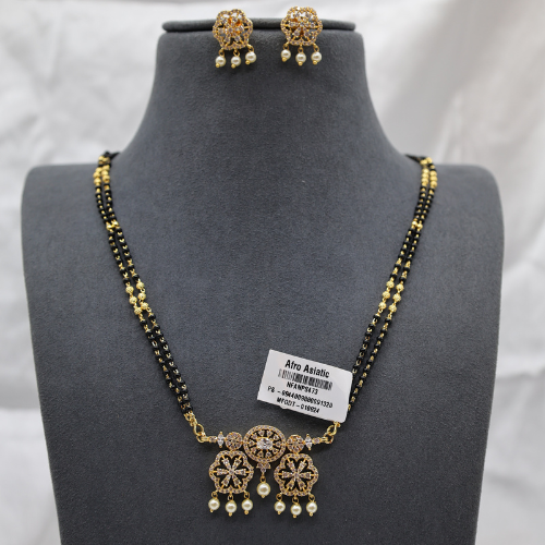 Floral Wheel AD Mangalsutra with Pearl Drops