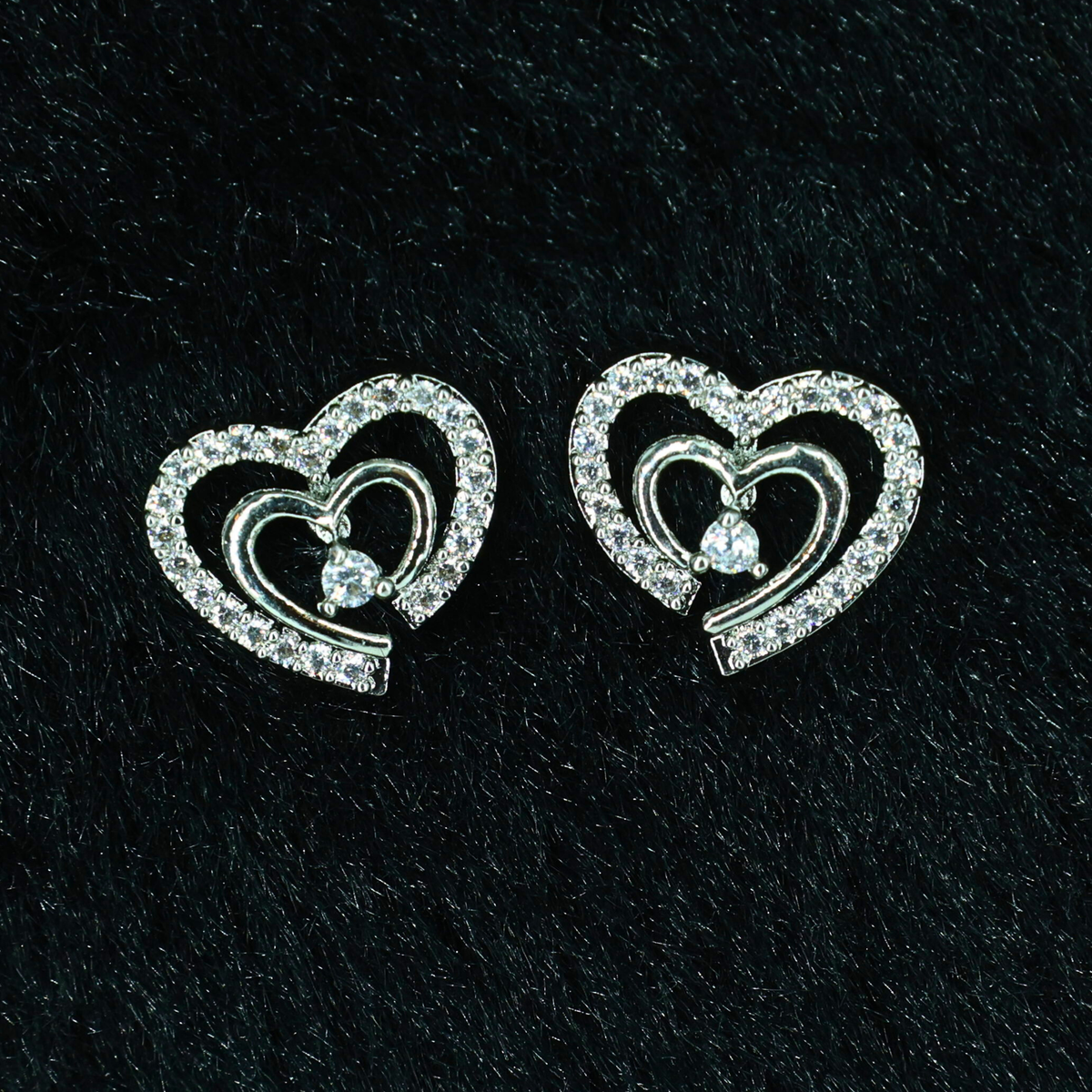 Heart-Shaped Stud Earrings