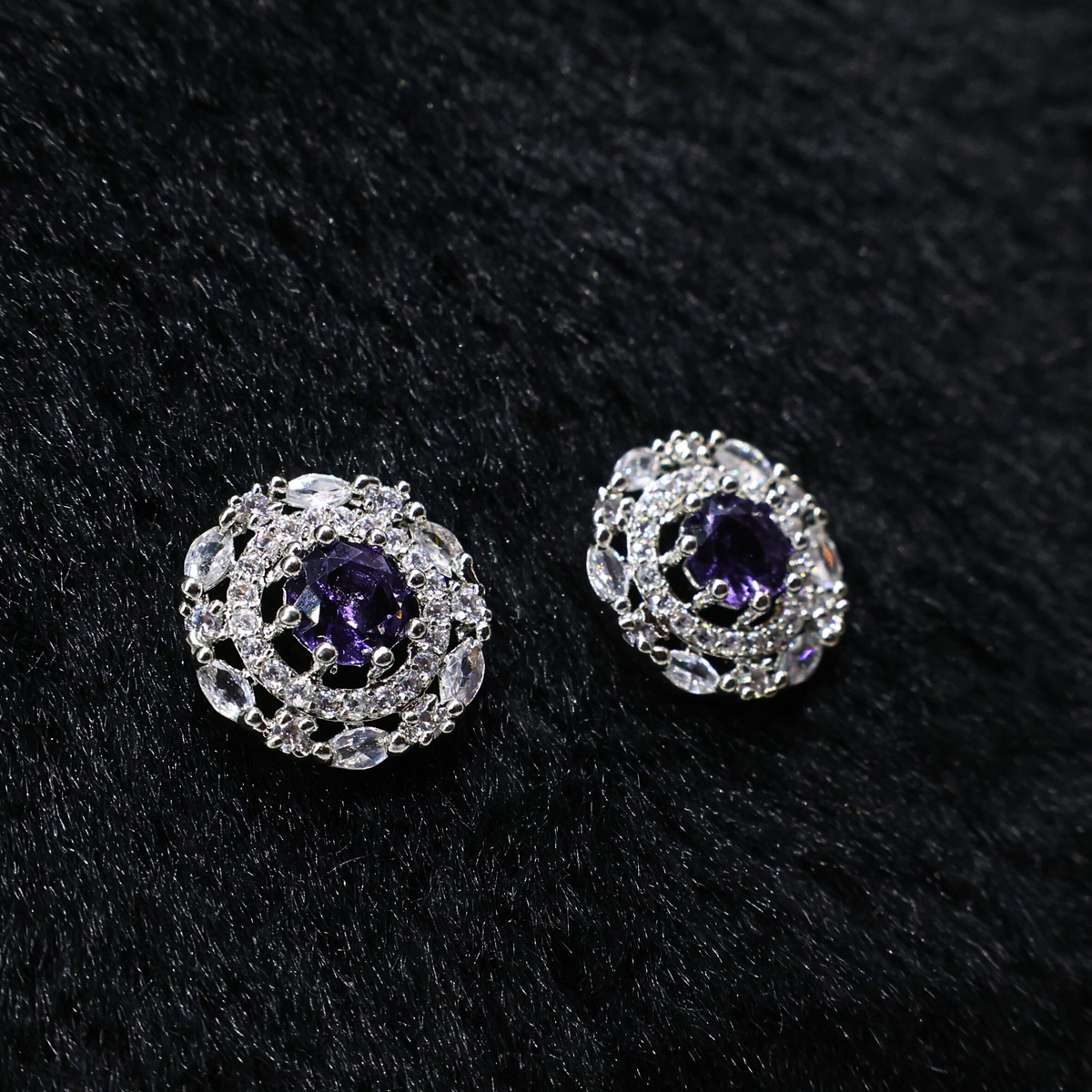 Amethyst Radiance Halo Studs