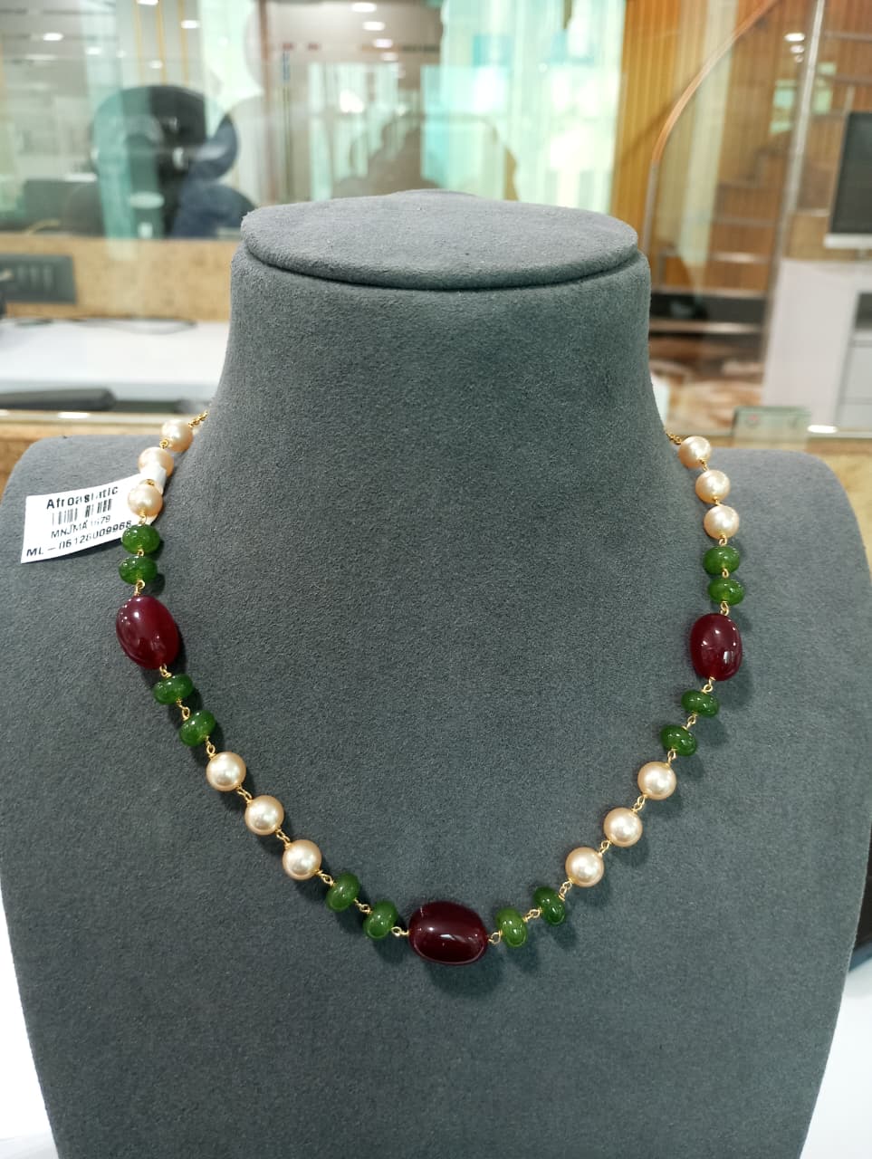 Semi precious stone with pearl Mala