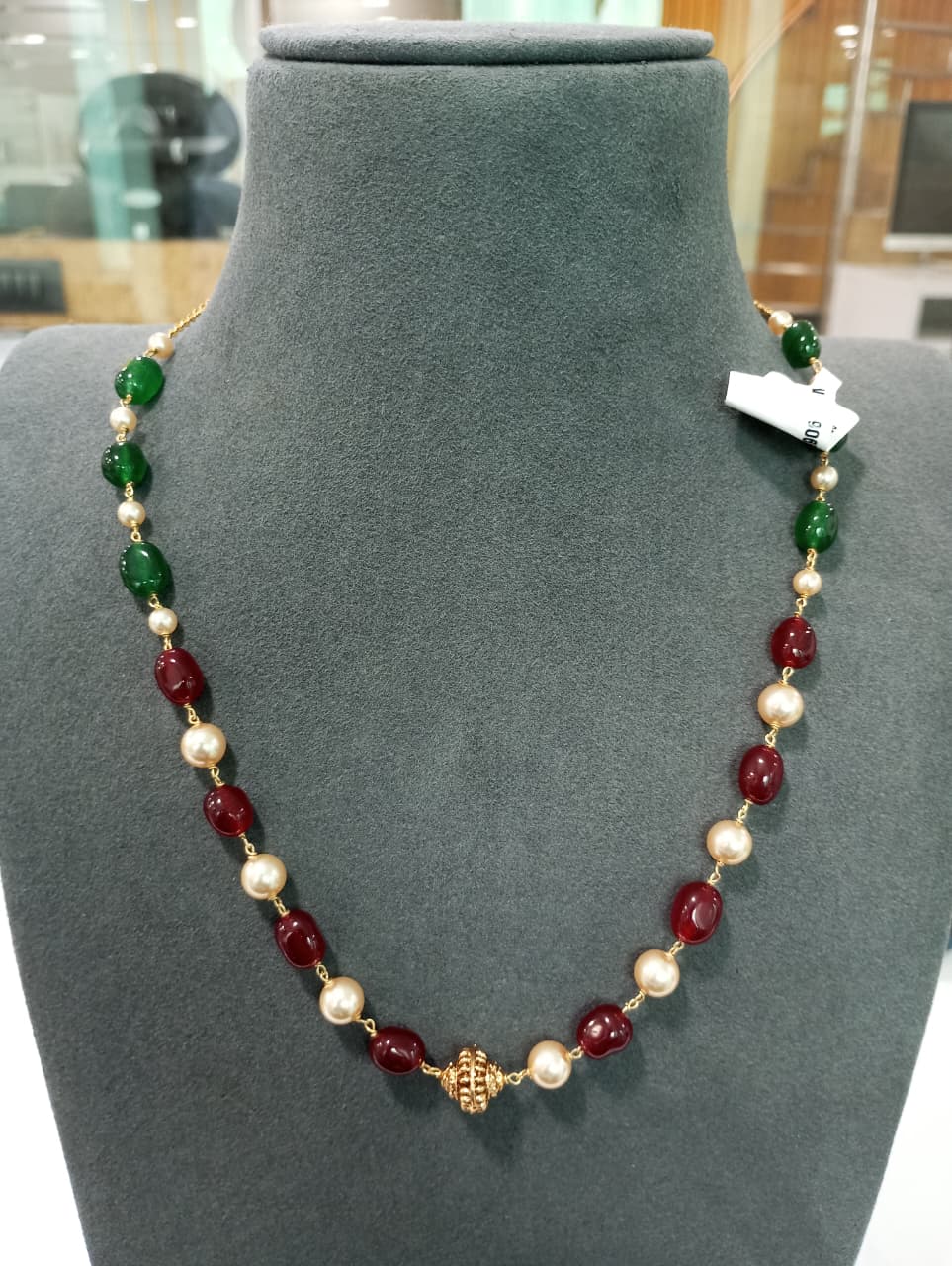 Semi precious stone with Pearl Mala
