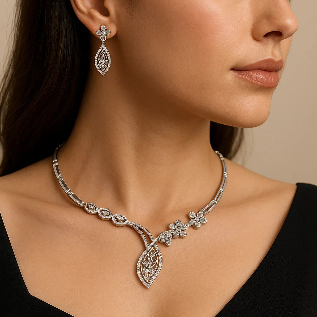 Floral Leaf Necklace Set