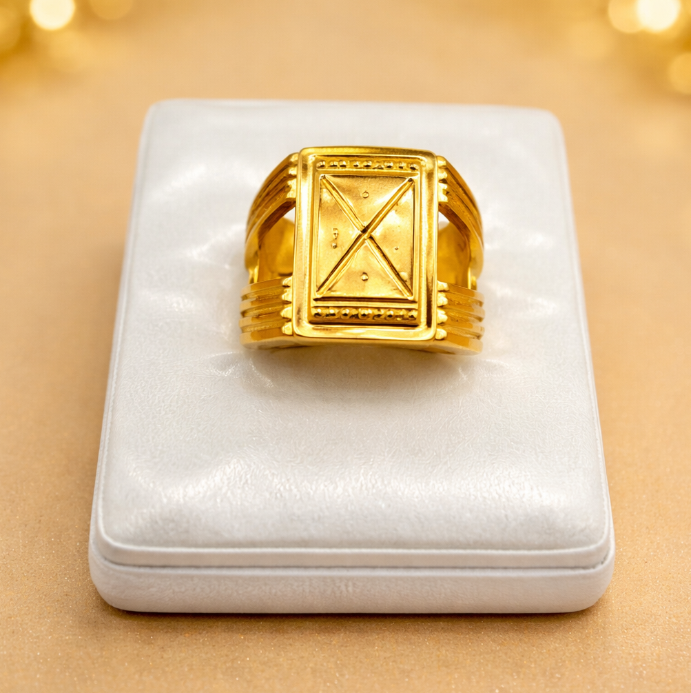 X - Shape Gold Ring
