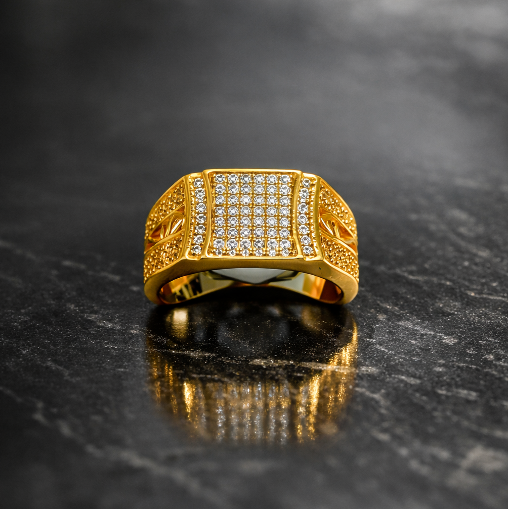 Royal Grid Diamond gold Ring
